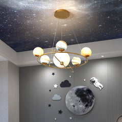 Planet Pendant Lighting - Aeyee Bubbles Ball Shape Ceiling Pendant Light Fixtures, 6 Lights Glass Chandelier for Living Room Bedroom (Warm Light)