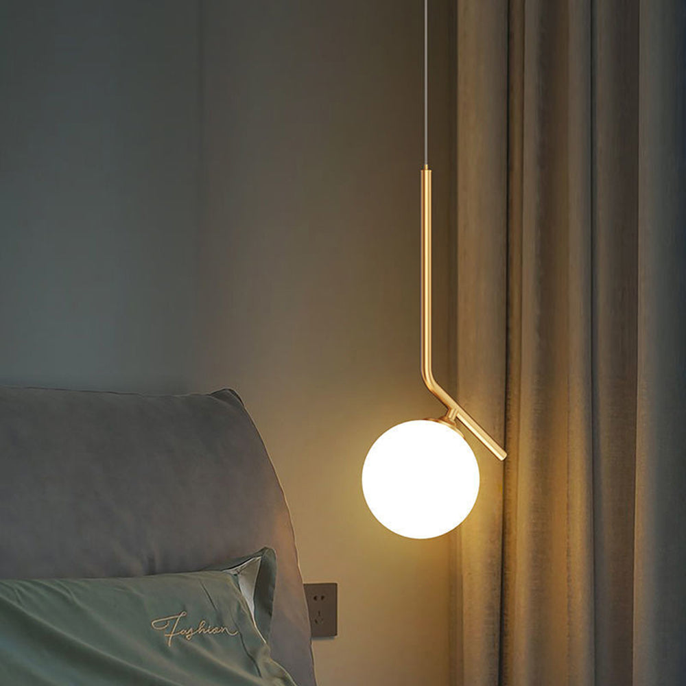 Modern Glass Hanging Lamp - Aeyee 1 Light Globe Shape Pendant Light Fixtures Bedside Lighting for Kitchen Island,Bedroom,Dining Room