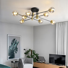 Aeyee Modern Glass Chandelier, Bubble Glass Flush Mount Ceiling Light Fixture for Dining Room Living Room