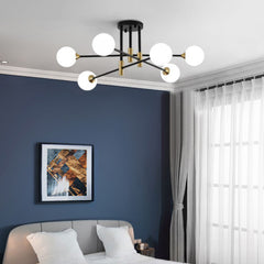 Aeyee Modern Glass Chandelier, Bubble Glass Flush Mount Ceiling Light Fixture for Dining Room Living Room