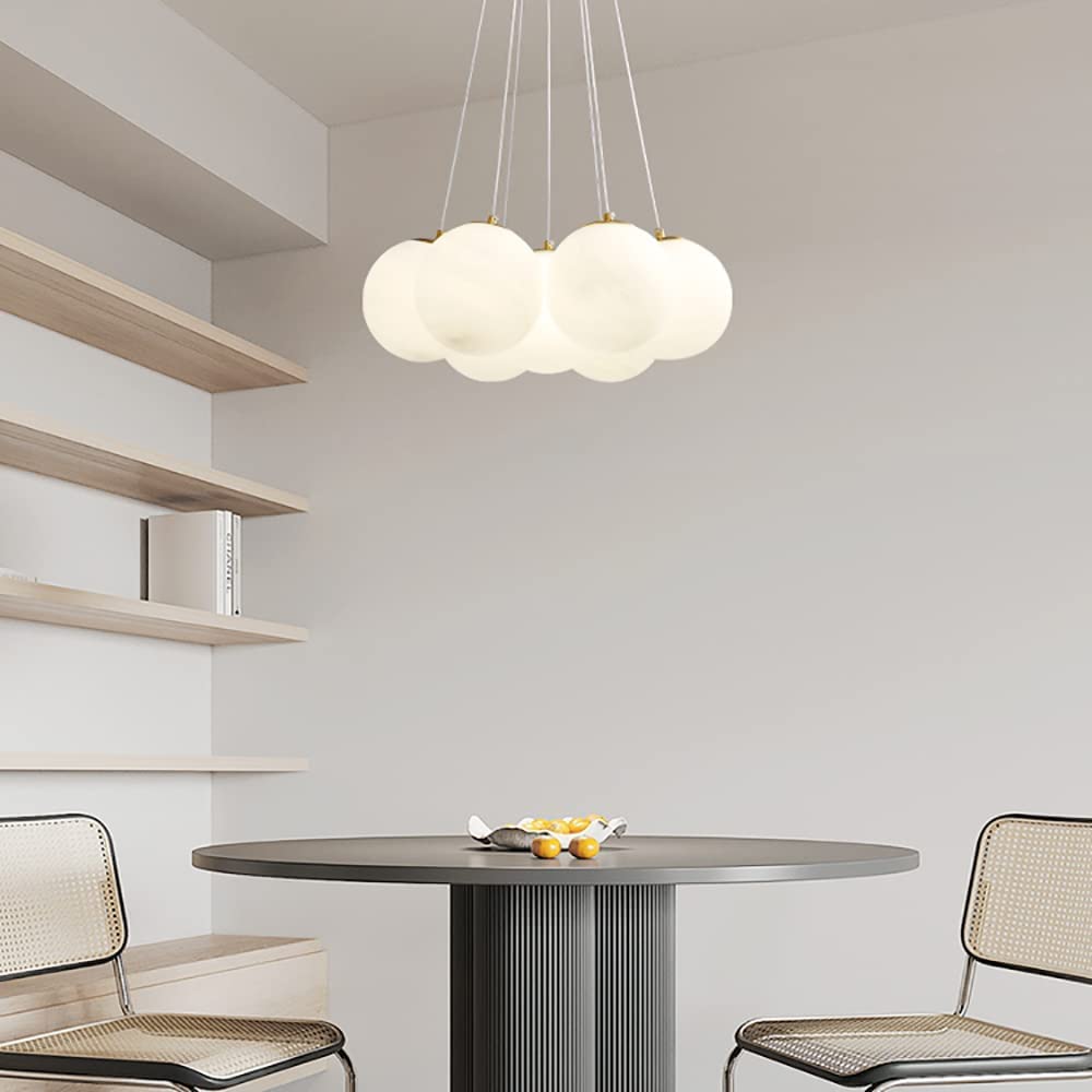 Glass Bubble Chandelier - Aeyee Ball Shape Pendant Light , Gold Base,  Decorative Chandelier for Living Room Dining Room Bedroom