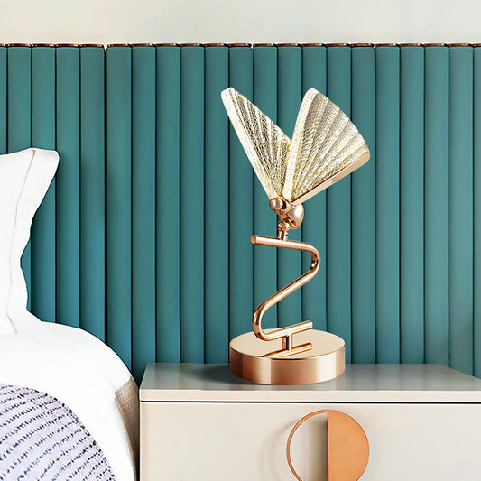 Aeyee Butterfly Table Lamp Elegant Night Light with Acrylic Shade, Metal Base, Modern Bedside Table Lamp for Bedroom Nightstand