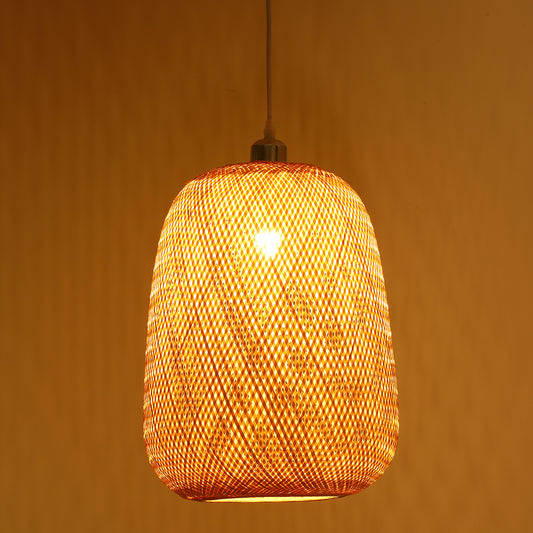 Rattan Pendant Light Fixture - Aeyee Hand Woven Rattan Pendant Lamp, 1 Light Boho Style Hanging Light for Kitchen Living Room