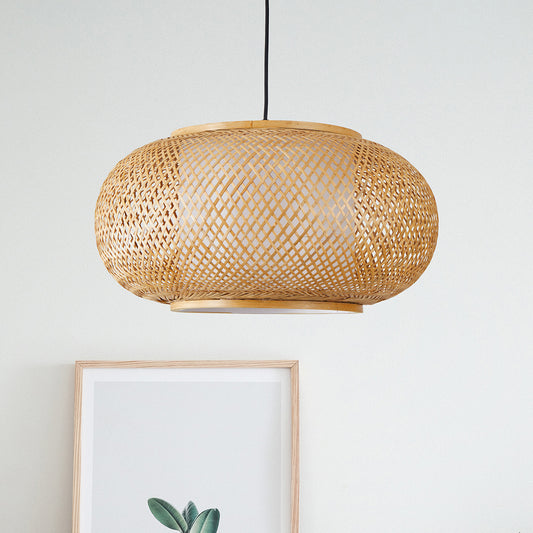 Bamboo Pendant Light - Aeyee Basket Weave Hanging Light, 1 Lights Elegant Rattan Chandelier for Kitchen Island Nursery