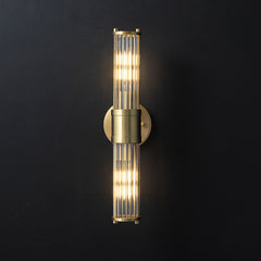 Aeyee Minimalist Linear Tube Wall Sconce, Copper Wall Light with Glass Shade, Wall Mount Lamp for Mirror, Bedroom, Hallway