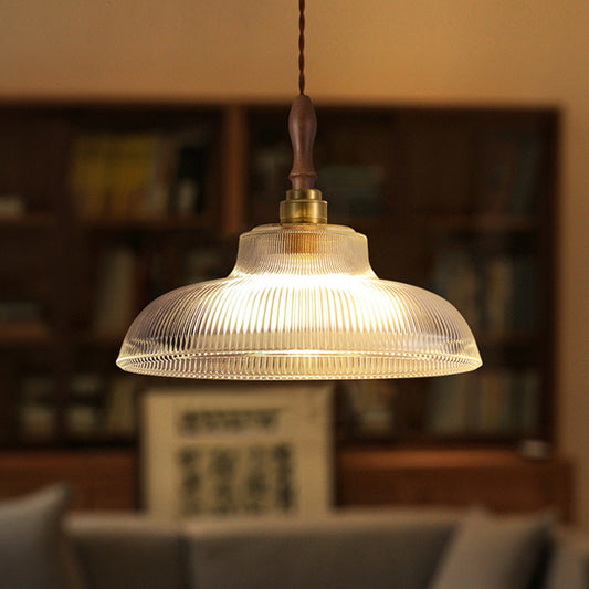 Modern Glass Pendant Light - Aeyee 1 Light Wood Hanging Light, Farmhouse Pendant Fixtures for Kitchen Island,Porch,Dining Room