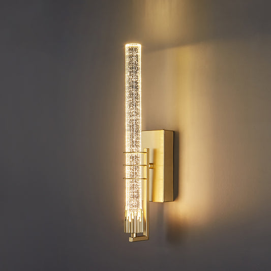 Modern LED Wall Sconce - Aeyee Linear Tube Wall Mount Light with Bubble Glass Shade, Gold Vanity Light Fixture for Bathroom Porch