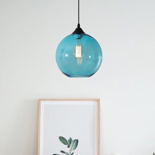 Globe Pendant Light Fixture - Aeyee 1 Light Glass Industrial Lighting, Bubble Globes Hanging Light