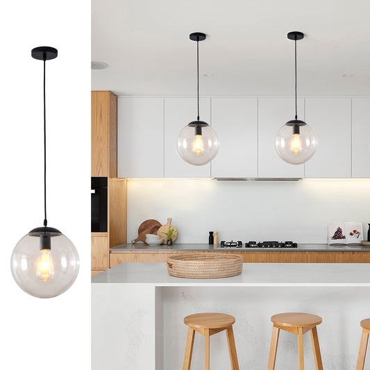 Modern Globe Pendant Light Fixture - Aeyee 1 Light Clear Glass Fixtures, Simple Bubble Globes Hanging Light for Kitchen Island