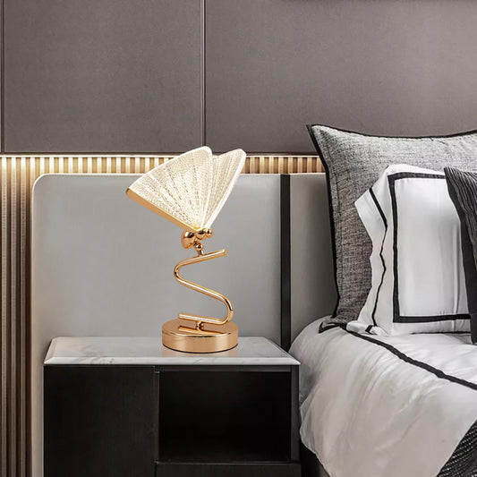 Aeyee Butterfly Table Lamp Elegant Night Light with Acrylic Shade, Metal Base, Modern Bedside Table Lamp for Bedroom Nightstand