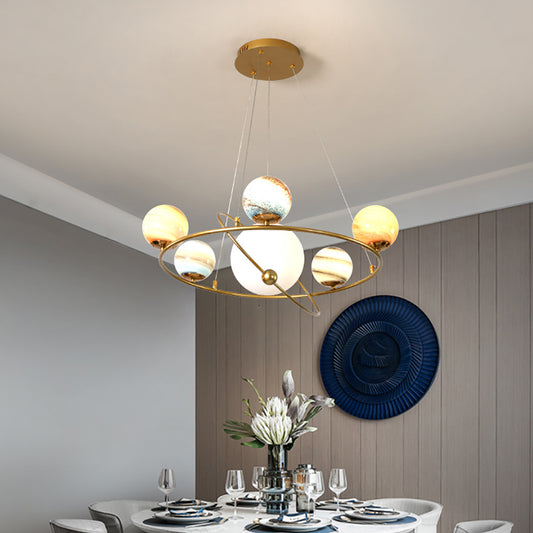 Planet Pendant Lighting - Aeyee Bubbles Ball Shape Ceiling Pendant Light Fixtures, 6 Lights Glass Chandelier for Living Room Bedroom (Warm Light)