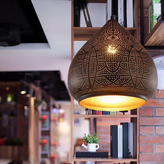 Industrial Pendant Light Fixture, Aeyee 1 Light Hanging Lamp, Hollow Metal Ceiling Pendant Light