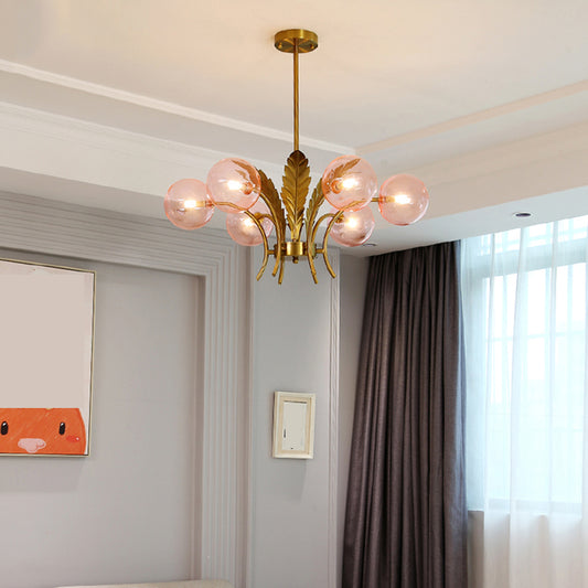 Aeyee Sputnik Chandelier Mid Century Modern Ceiling Pendant Light, Glass Globe Chandelier with Gold Leaf for Bedroom Living Room