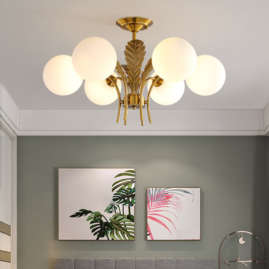 Aeyee Mid Century Chandelier, Sputnik Flush Mount Ceiling Light, Glass Globe Hanging Lights for Living Room Bedroom