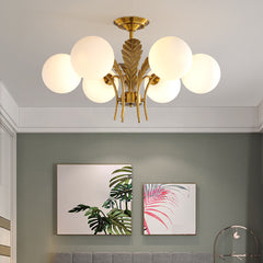 Aeyee Mid Century Chandelier, Sputnik Flush Mount Ceiling Light, Glass Globe Hanging Lights for Living Room Bedroom