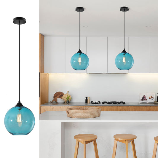 Globe Pendant Light Fixture - Aeyee 1 Light Glass Industrial Lighting, Bubble Globes Hanging Light