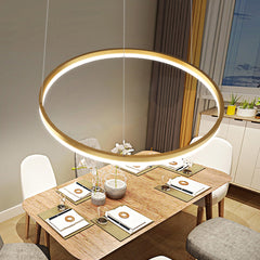 Gold LED Ring Chandelier - Aeyee LED Hanging Light Round Ceiling Pendant Light Fixture for Dining Room, Kitchen Island