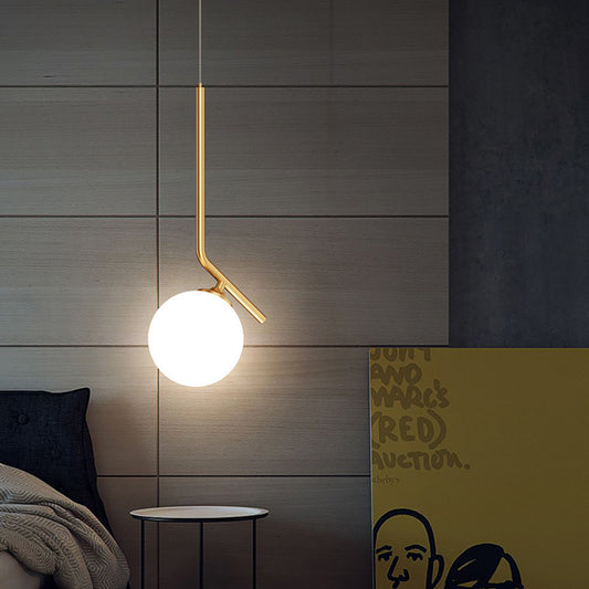 Modern Glass Hanging Lamp - Aeyee 1 Light Globe Shape Pendant Light Fixtures Bedside Lighting for Kitchen Island,Bedroom,Dining Room
