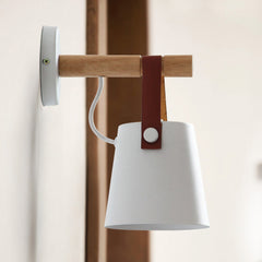 Metal Wall Sconce - Aeyee Rustic Vanity Light Modern Farmhouse Wall Lamp with Wooden and Leather Wall Light Fixtures
