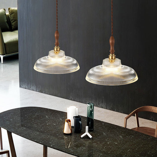 Modern Glass Pendant Light - Aeyee 1 Light Wood Hanging Light, Farmhouse Pendant Fixtures for Kitchen Island,Porch,Dining Room
