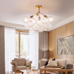 Bubble Globes Ceiling Light - Aeyee Modern Flush Mount Ceiling Light with Clear Glass Shade, Gold Chandeliers for Dinning Room Entrance