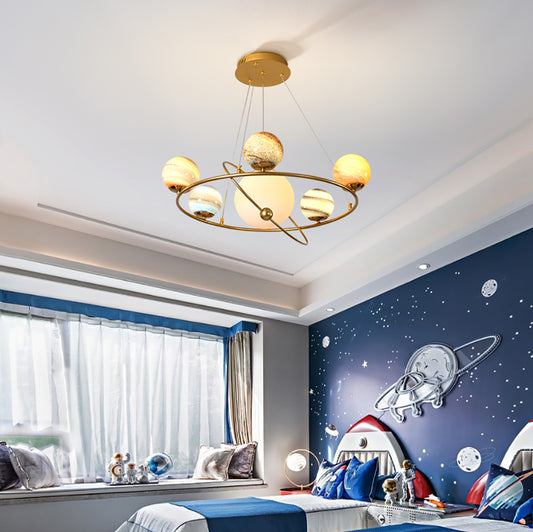 Planet Pendant Lighting - Aeyee Bubbles Ball Shape Ceiling Pendant Light Fixtures, 6 Lights Glass Chandelier for Living Room Bedroom (Warm Light)