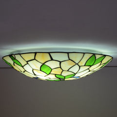 Tiffany Style Ceiling lamp - Aeyee Baroque Tiffany Lamp with Green Leaf Pattern Stained Glass Ceiling Hanging Light