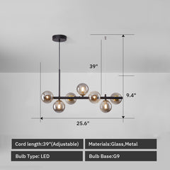 Modern Black Chandelier - Aeyee Glass Hanging Lamp Globe Pendant Lamp for Dining Room Living Room