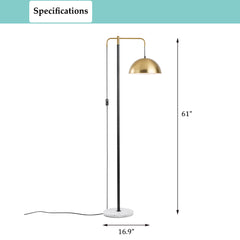 Aeyee Modern Floor Lamp with Dome Shade Tall Standing Light, Mid Century Lighting for Living Room Study Reading Bedroom, Gold