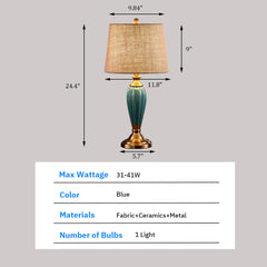 Retro Table Lamp - Aeyee Vintage Desk Lamp with Burlap Drum Shade, Bronze Base,Bedside Table Lamp,Arts Decor Night Light for Bedroom Nightstand