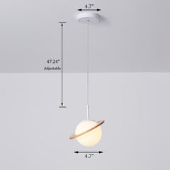 Globe Pendant Light - Aeyee Planet Hanging Light with Glass Shade, Wood Deco, Ball Shape Children's Room Lights