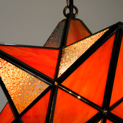 Moravian Star Pendant Light Fixture, Stained Glass Hanging Light, Vintage Tiffany Chandeliers for Foyer Kitchen Hallway