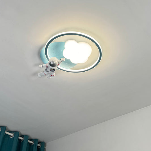 Aeyee Astronaut Ceiling Light Fixtures, Kids Bedroom Ceiling Light, Modern LED Ceiling Lamp for Boys Girls Bedroom Nursery Blue Finish