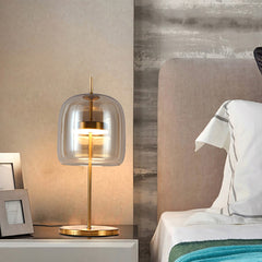 Aeyee Modern Glass Table Lamp, Dimmable Bedside Lamp, Elegant Night Light, Mid Century Desk Lamp for Bedroom Nightstand