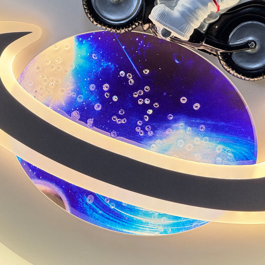 Aeyee Astronaut Ceiling Light Fixtures, Cool Kids Room Round Ceiling Light, Modern Motorcycle LED Ceiling Lamp for Kid's Bedroom Nursery