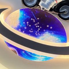Aeyee Astronaut Ceiling Light Fixtures, Cool Kids Room Round Ceiling Light, Modern Motorcycle LED Ceiling Lamp for Kid's Bedroom Nursery
