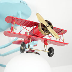 Aeyee Blue Airplane Ceiling Light Fixtures, Modern Boy Bedroom Ceiling Lamp, Modern Glass Globe Flush Mount Ceiling Light for Kids Room Nursery