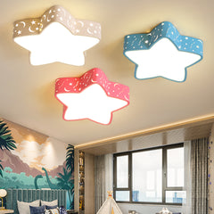 Aeyee Star Flush Mount Ceiling Light, Dimmable Children's Bedroom Ceiling Light Fixture, 15.7'' Cartoon LED Ceiling Lamp