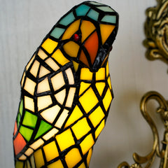 Tiffany Wall Sconce - Aeyee Parrot Design Wall Light with Stained Glass Shade 2 Lights Birds Wall Lamp for Porch Bedroom