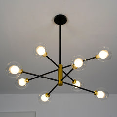 Aeyee Glass Globe Pendant Light Fixture, Sputnik Chandelier, 8 Lights Mid Century Hanging Light for Dining Room Bedroom