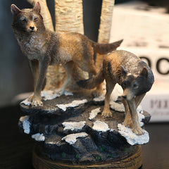 Aeyee Wolf Table Lamp, Rustic Bedside Lamp with Resin Base, Retro Night Light, Accent Lamp for Bedroom Reading Nightstand