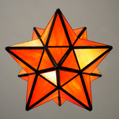 Moravian Star Pendant Light Fixture, Stained Glass Hanging Light, Vintage Tiffany Chandeliers for Foyer Kitchen Hallway