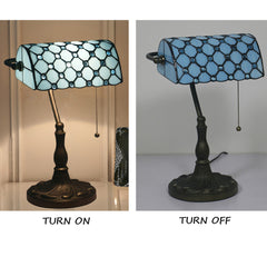Aeyee Tiffany Table Lamp, Classy Night Light with Stained Glass Shade, Handmade Desk Lamp for Bedroom Nightstand