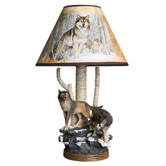 Aeyee Wolf Table Lamp, Rustic Bedside Lamp with Resin Base, Retro Night Light, Accent Lamp for Bedroom Reading Nightstand