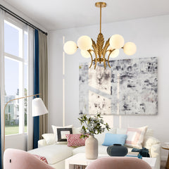 Aeyee Sputnik Chandelier Mid Century Modern Ceiling Pendant Light, Glass Globe Chandelier with Gold Leaf for Bedroom Living Room