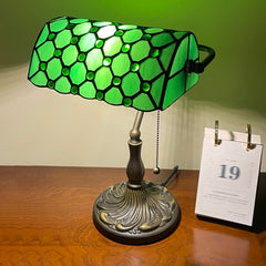 Aeyee Tiffany Table Lamp, Classy Night Light with Stained Glass Shade, Handmade Desk Lamp for Bedroom Nightstand