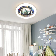 Aeyee Planet Ceiling Light Fixtures, Kids Room Space Ceiling Light with Clear Acrylic Shade, Modern LED Round Ceiling Lamp for Kid's Bedroom Nursery