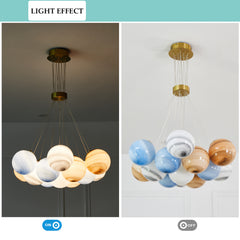 Unique Planet Chandelier- Aeyee Bubbles Ball Shape Pendant Light, Glass Hanging Light Fixture, Colorful Ceiling Chandelier