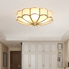 Aeyee Brass Flush Mount Ceiling Light, Frosted Glass Ceiling Mount Light, Round Ceiling Lamp, Classic Ceiling Lighting