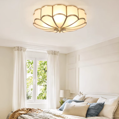 Aeyee Brass Flush Mount Ceiling Light, Frosted Glass Ceiling Mount Light, Round Ceiling Lamp, Classic Ceiling Lighting